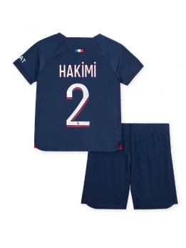 Paris Saint-Germain Achraf Hakimi #2 Heimtrikotsatz für Kinder 2023-24 Kurzarm (+ Kurze Hosen)